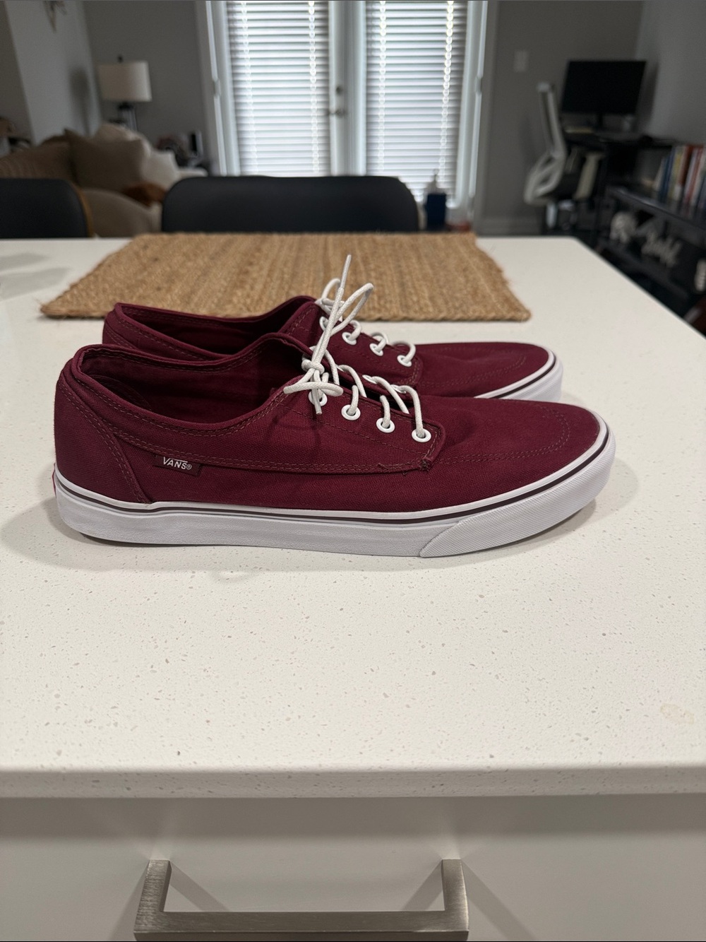 Vans Canvas Low-Top Sneakers - Maroon with White Sole